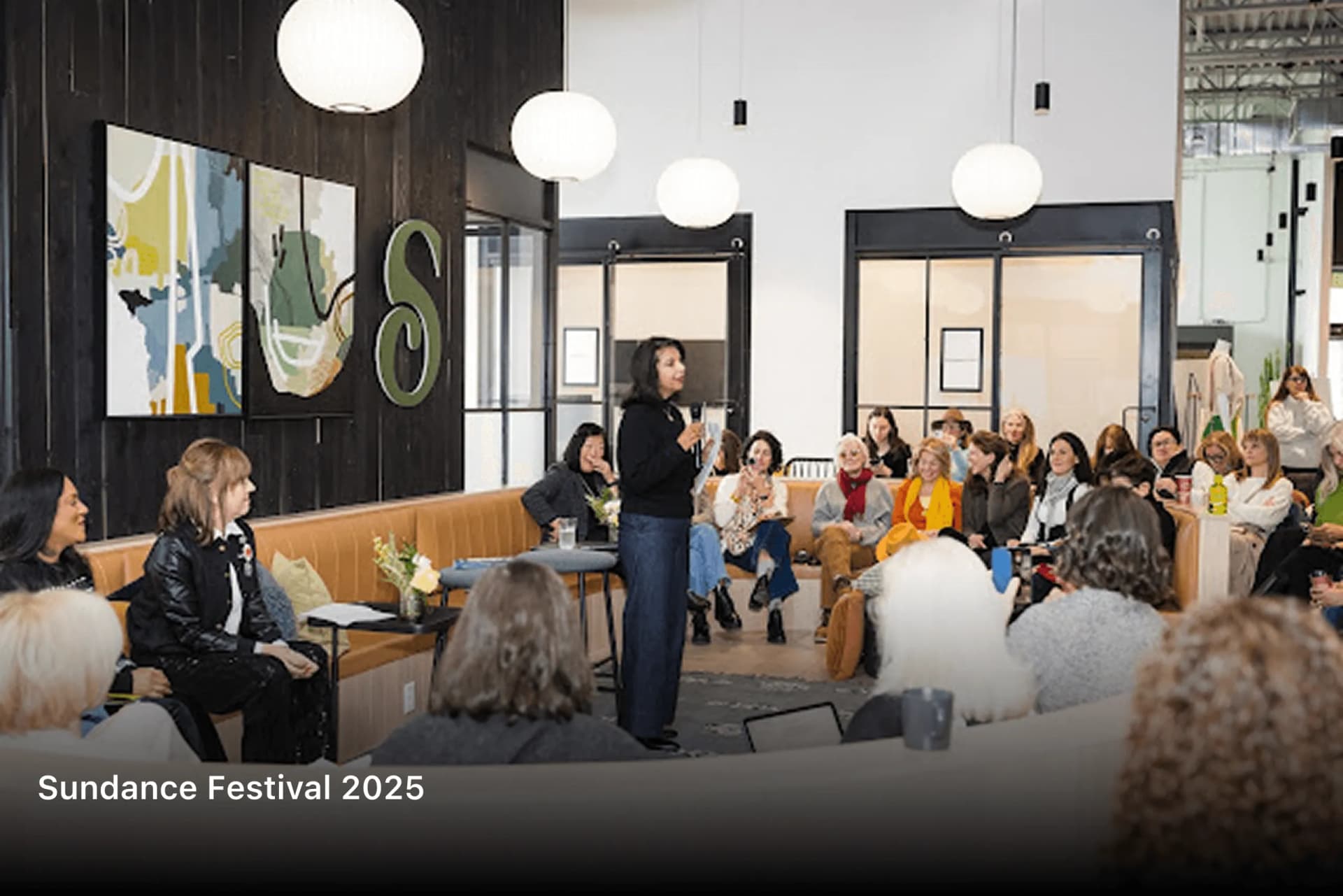Shubhi Rao addressing a seated gathering at Sundance Festival 2025